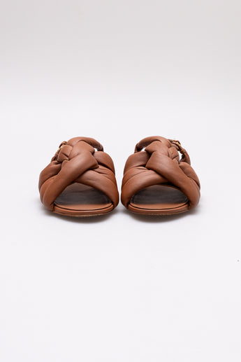 Chanel Padded Interwoven Sandals Brown