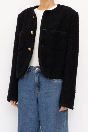 Celine Chasseur Jacket Boucle Tweed Black