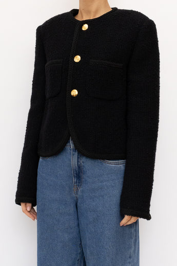 Celine Chasseur Jacket Boucle Tweed Black