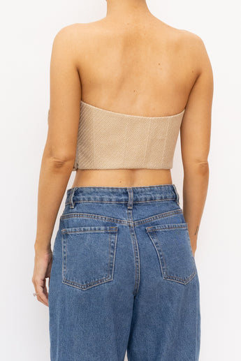 Andres Otalora Raffia Crop Top