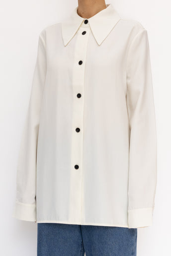 Jil Sander Wool-Twill Shirt White