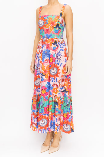 Borgo De Nor Daniela Floral Tiered Midi Dress