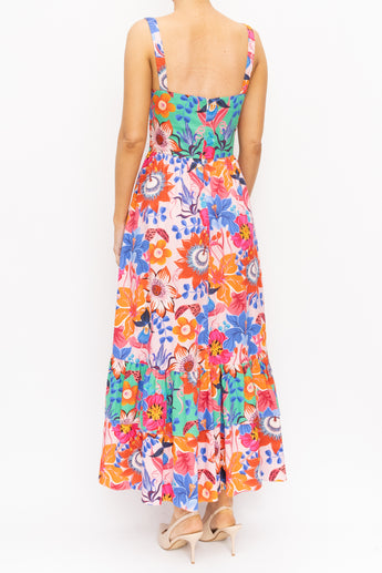 Borgo De Nor Daniela Floral Tiered Midi Dress