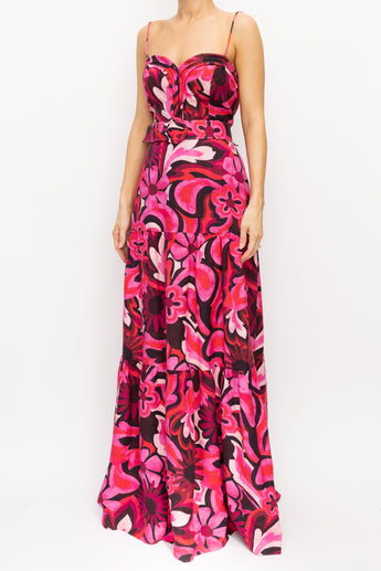 Rebecca Valance Floral Linen Maxi Dress