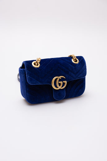 Gucci GG Marmont Bag Small in Blue Velvet