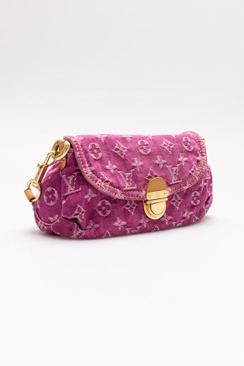 Louis Vuitton Vintage Sunset Monogram Denim Bag Fuschia