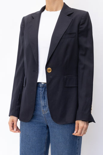 Burberry Single-Breasted Blazer Navy