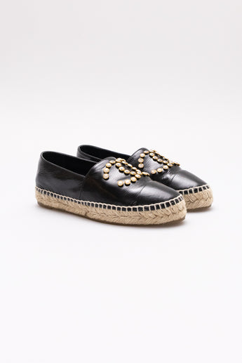 Chanel Crystal CC Cap Toe Espadrilles Black