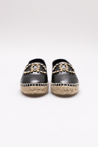 Chanel Crystal CC Cap Toe Espadrilles Black