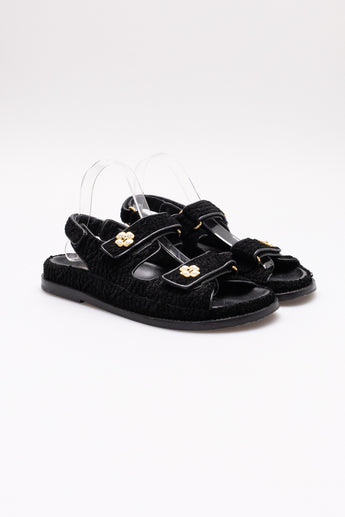 Chanel Tweed Dad Sandals Black