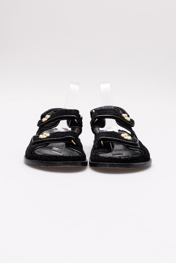 Chanel Tweed Dad Sandals Black