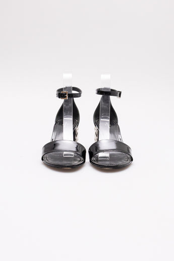 Louis Vuitton Silver Lite Sandals Patent Black