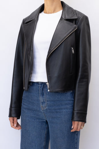Ena Pelly Leather Jacket Black