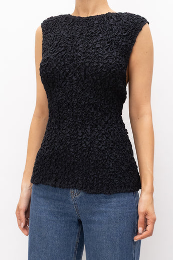 Lee Mathews Silk Blend Ruched Top Black