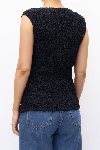 Lee Mathews Silk Blend Ruched Top Black