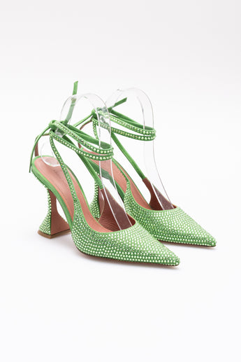 Amina Muaddi Karma Pump Crystal Green
