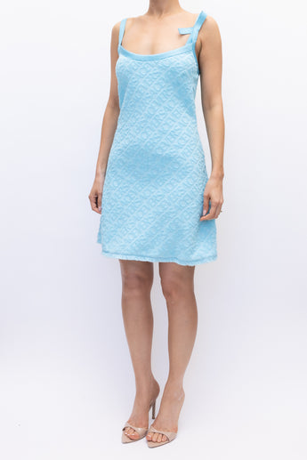 Versace X Dua Lipa Allover Towel Mini Dress Blue
