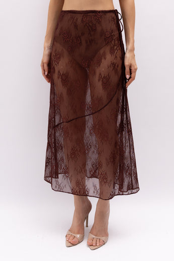 Maison Essentiele Lace Skirt Chocolate