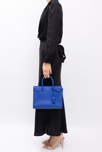 Saint Laurent Sac de Jour Baby Tote in Cobalt Blue