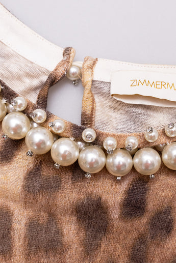 Zimmermann Crush Embellished Tee Leopard