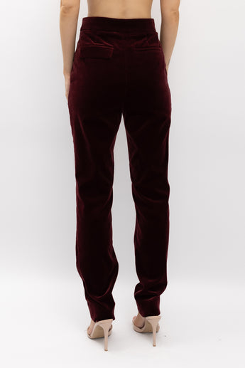 Scanlan Theodore Velvet Slim Trouser in Bordeaux