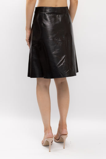 Scanlan Theodore Leather Zip Front A-Line Skirt