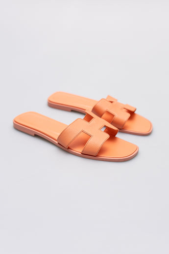 Hermes Oran Sandals Epsom Orange Joey
