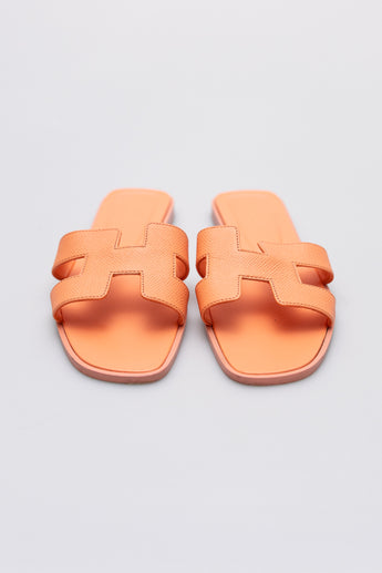 Hermes Oran Sandals Epsom Orange Joey