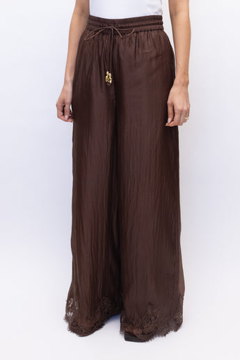Aje Ophelia Lace Pants Chocolate