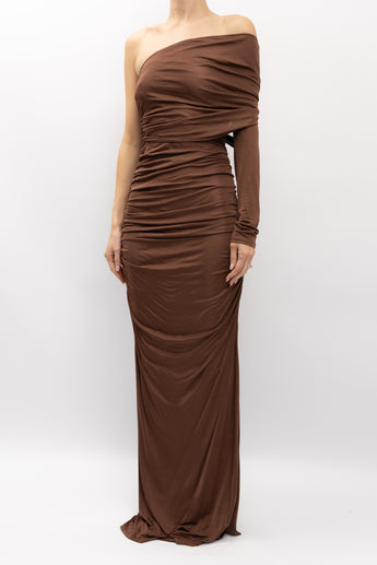 Atlein One Shoulder Draped Maxi Dress