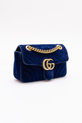 Gucci GG Marmont Velvet Shoulder Bag Blue