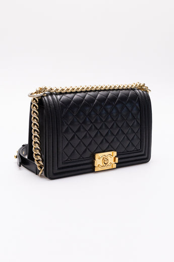 Chanel Boy Bag Old Medium Black Lambskin