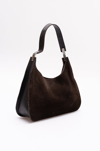 Gucci Vintage Chocolate Suede Shoulder Bag