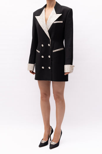 Mach & Mach Glitter Trim Black Blazer Dress