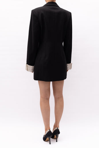 Mach & Mach Glitter Trim Black Blazer Dress