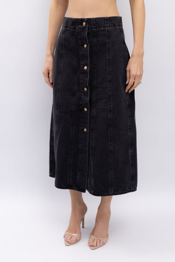 Scanlan Theodore Faded Denim Midi Skirt