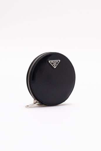 Prada Logo Plaque Leather Circle Mini Bag
