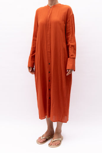 Bassike Ochre Cotton Maxi Shirt Dress