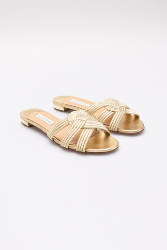 Aquazzura Felix Flat Gold