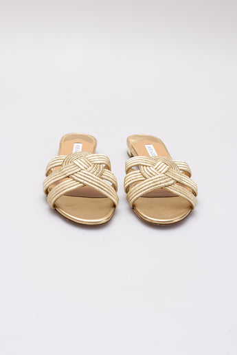 Aquazzura Felix Flat Gold