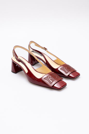 Rochas Belle Helene Mid Heel Cherry