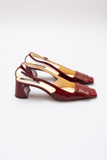 Rochas Belle Helene Mid Heel Cherry