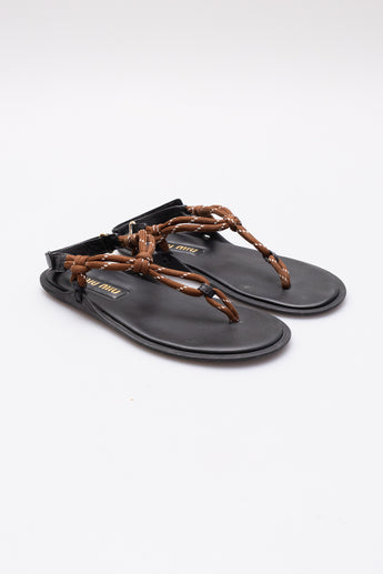 Miu Miu Cord Riviere Sandals Tobacco