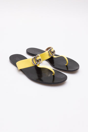 Gucci GG Marmont Thong Sandals Yellow
