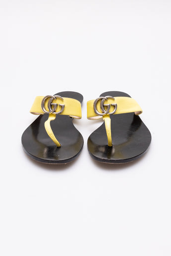 Gucci GG Marmont Thong Sandals Yellow