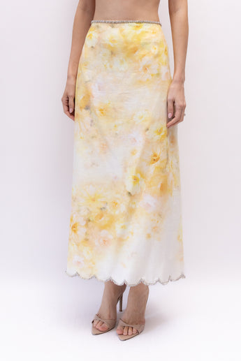 Zimmermann Crush Scalloped Midi Skirt