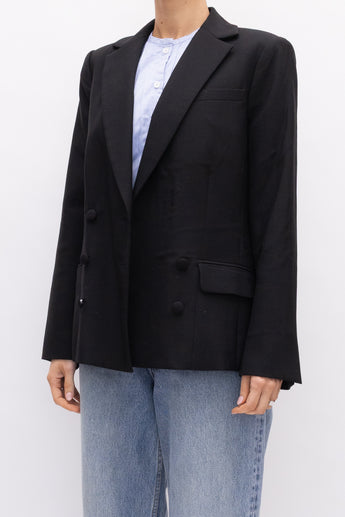 Frame Double-Breasted Blazer Black