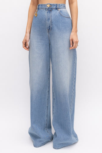 Zimmermann Crush Wide-Leg Jeans Blue