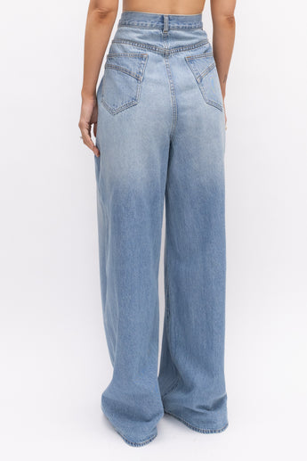 Zimmermann Crush Wide-Leg Jeans Blue
