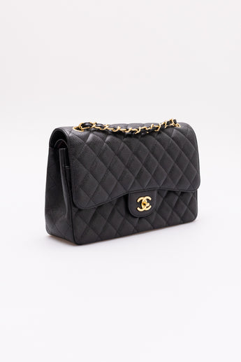 Chanel Double Flap Jumbo Bag Black Caviar